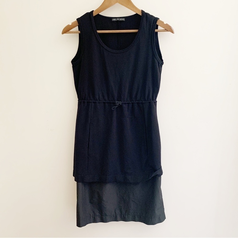 Marc Cain Sports Black Drawstring Layered Dress N2 US 6 Minimalist